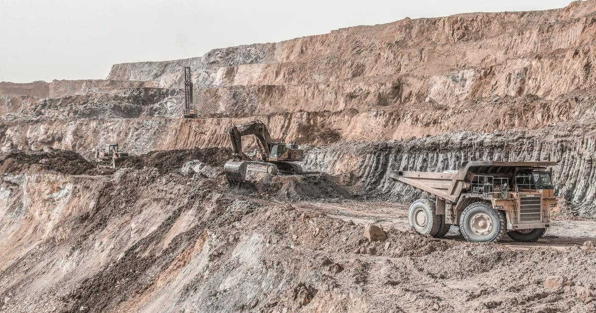 Trucks at a copper mine