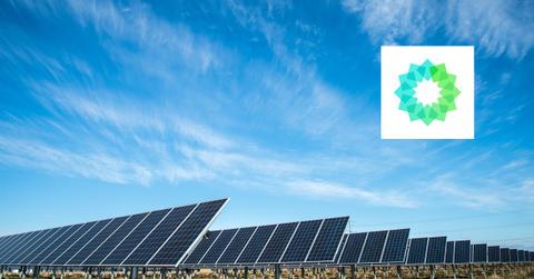 Solar panels and Powerledger logo