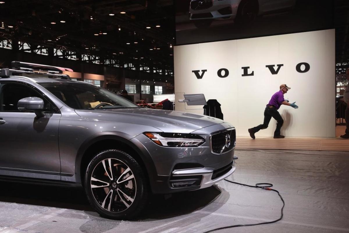 Volvo car and sign