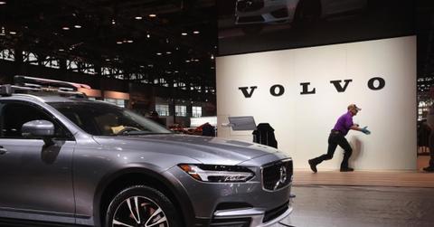 Volvo car and sign