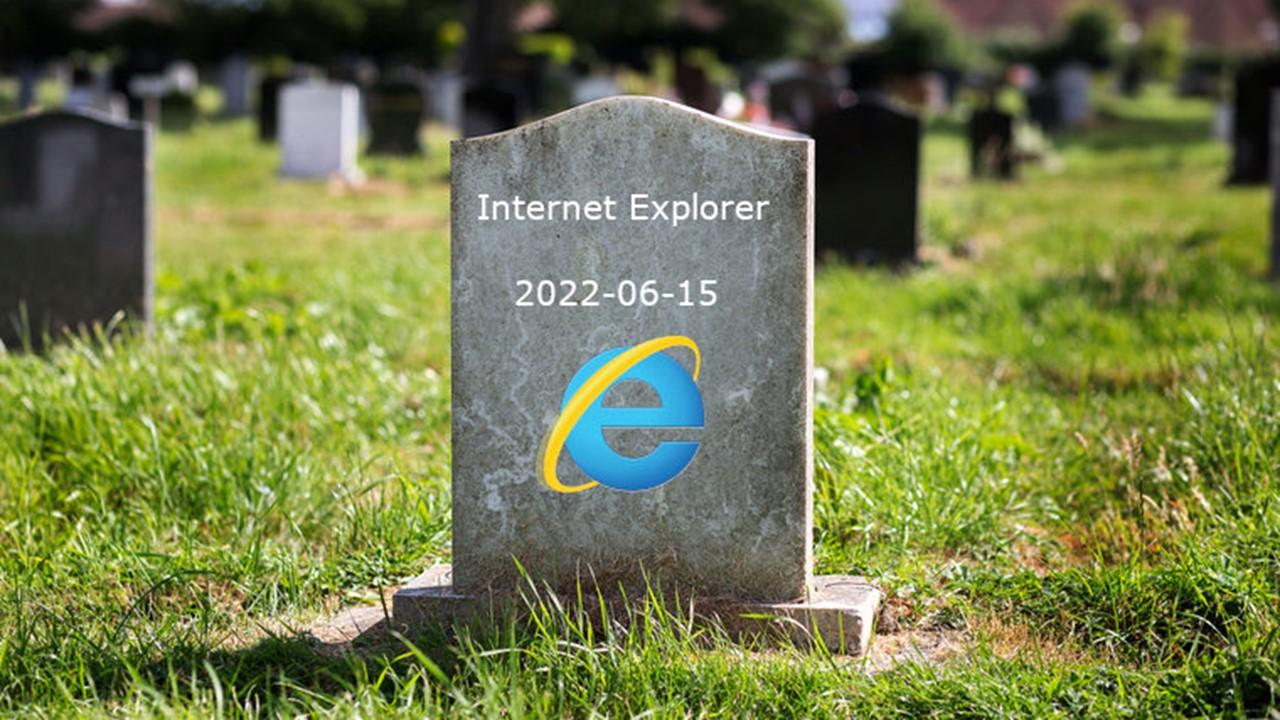 Internet Explorer logo on a grave stone