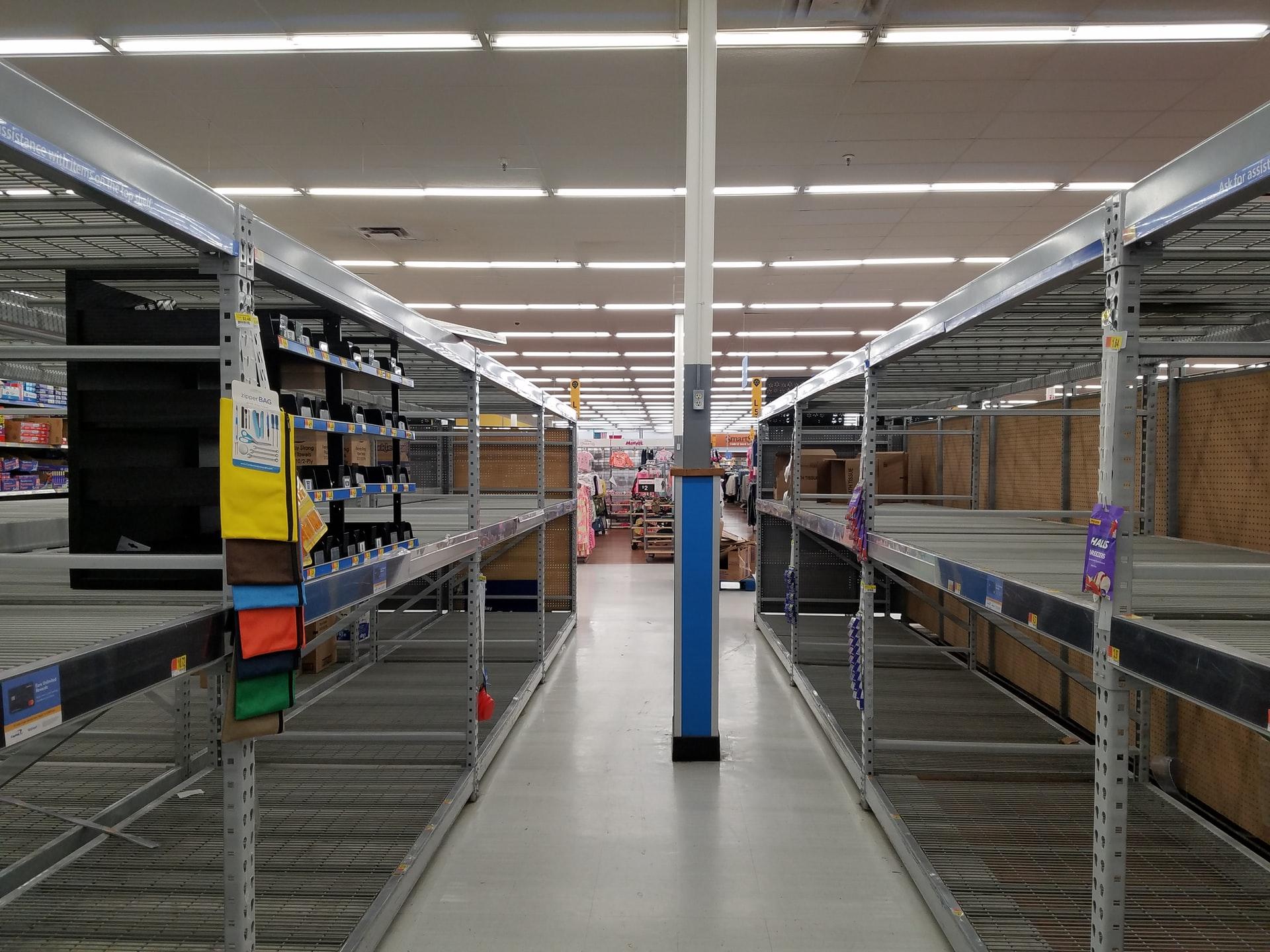 Empty store shelves