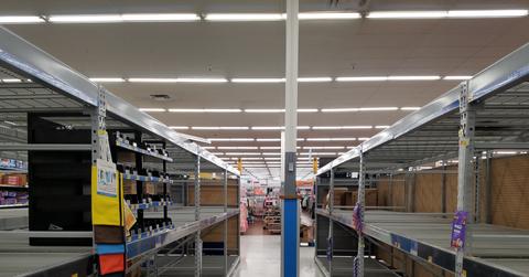 Empty store shelves