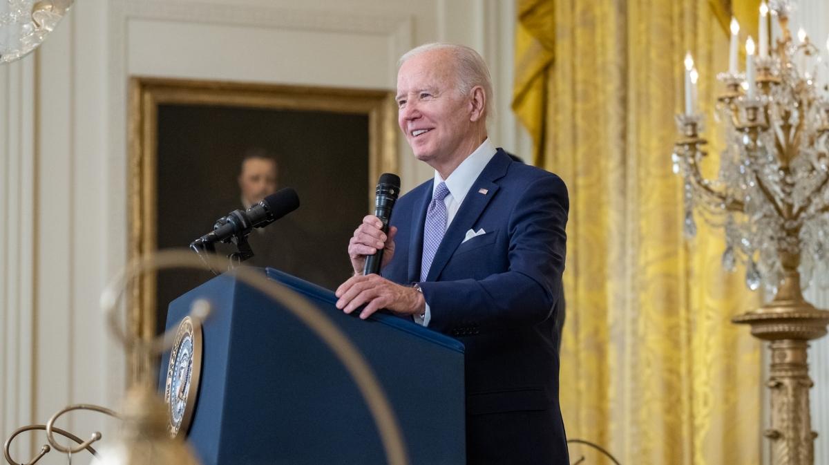 President Biden speaking in May 2022