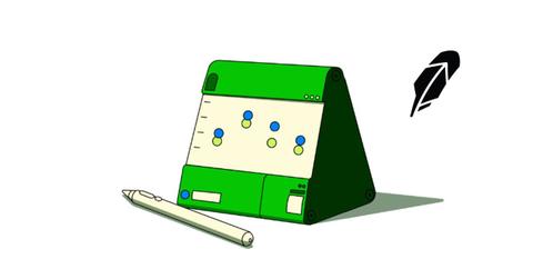 Robinhood logo over illustration of chart