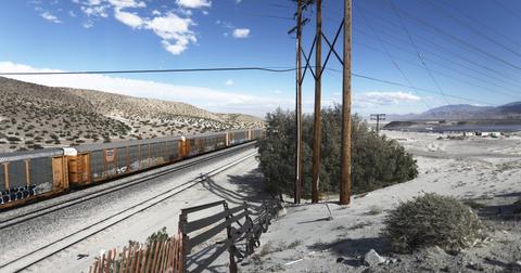 Freight train on railroad