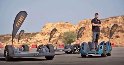 REE CEO and co-founder Daniel Barel with a REE EV platform.