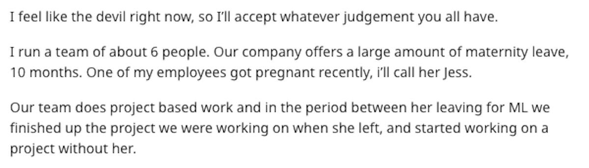 boss fires woman maternity leave