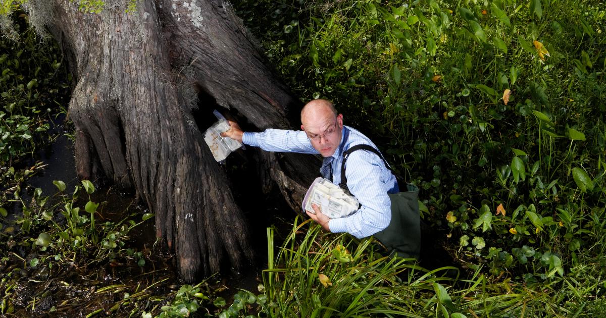 Person hiding money