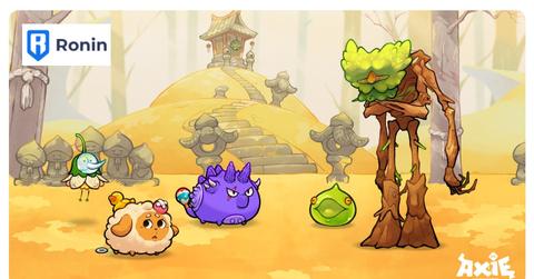 Axie Infinity illustration with Ronin logo