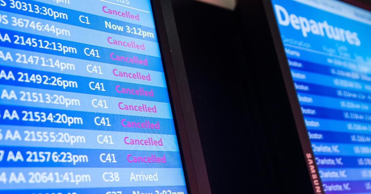 display of cancelled flights