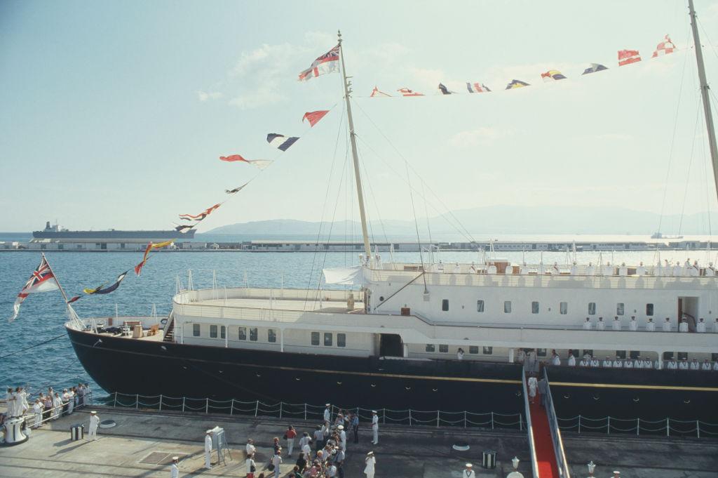 Prince Charles and Diana, Princess of Wales board the Royal Yacht Britannia in Gibraltar, for their honeymoon cruise, August 1981. 