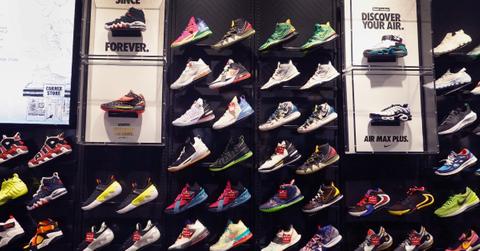 Nike shoes on display at Foot Locker