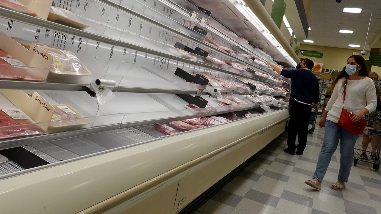 Empty shelves at a grocery store