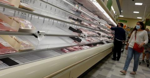 Empty shelves at a grocery store