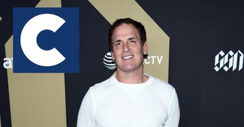 Mark Cuban at event in white shirt with Cost Plus Drugs logo