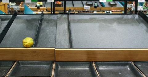 Empty food shelves amid food shortage