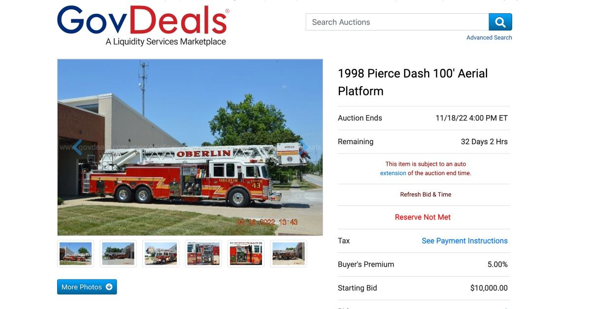 govdeals fire truck