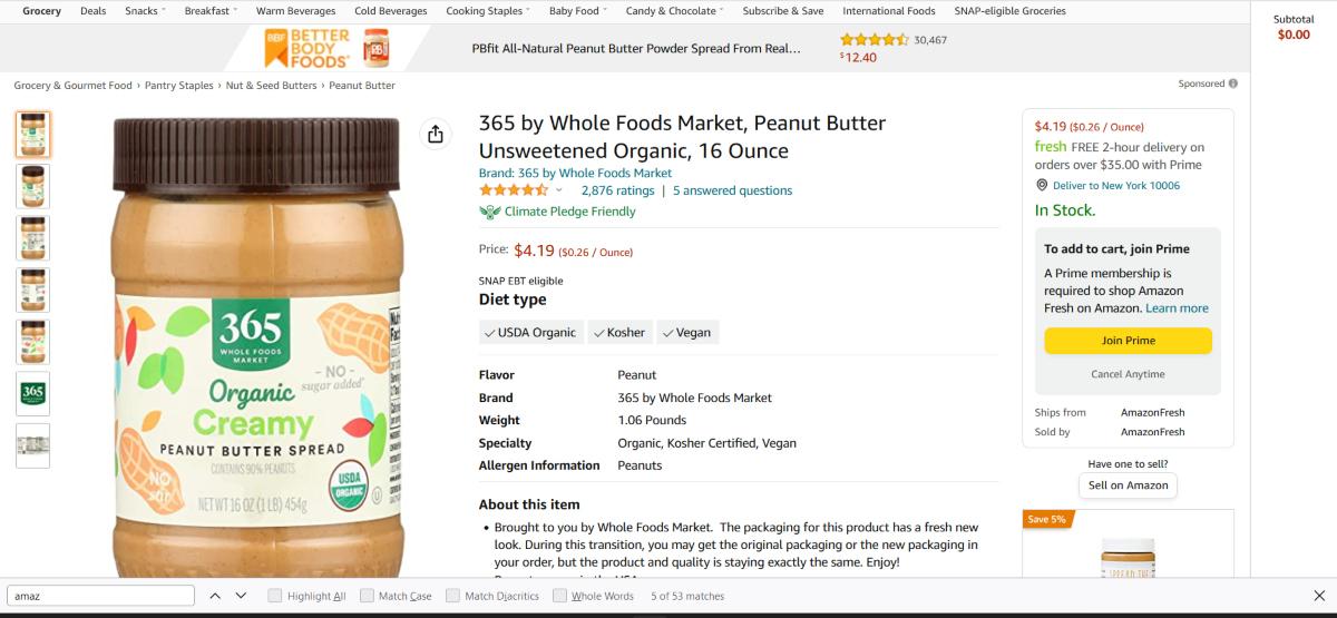 some peanut butter brands are available on amazon