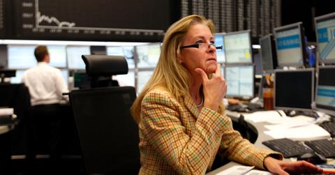 A trader looking at volatile markets