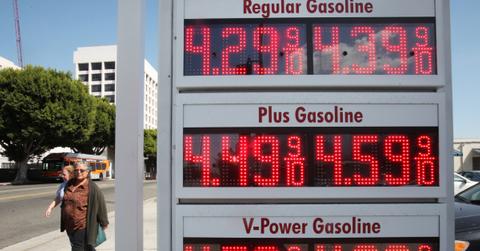 Gas prices displayed at a station