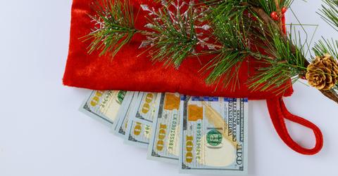 Money in a Christmas stocking