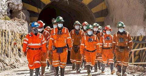 Silver mining employees at work