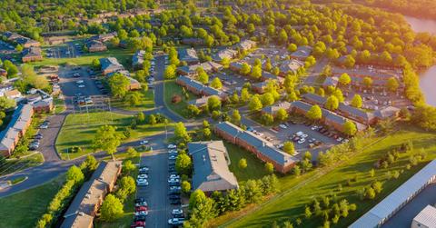 Aerial view of a neighborhood