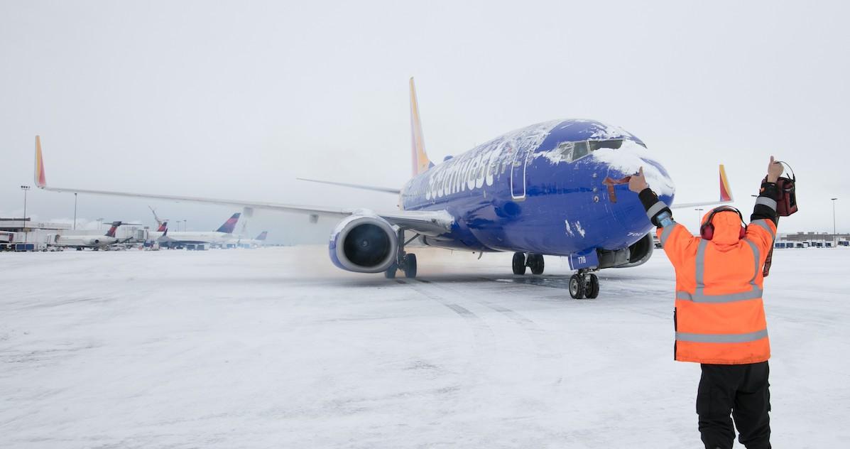 Southwest plane in snow