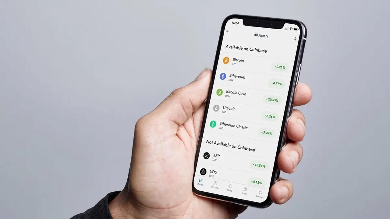 Coinbase app on a smartphone