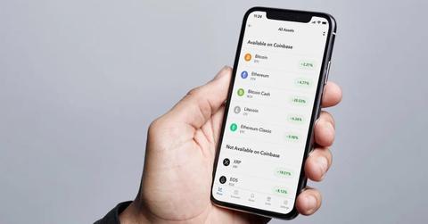Coinbase app on a smartphone