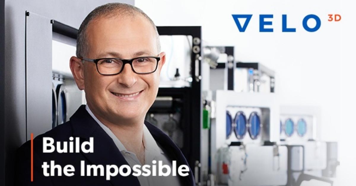 Man smiling in Velo3D 3D printing advertisement