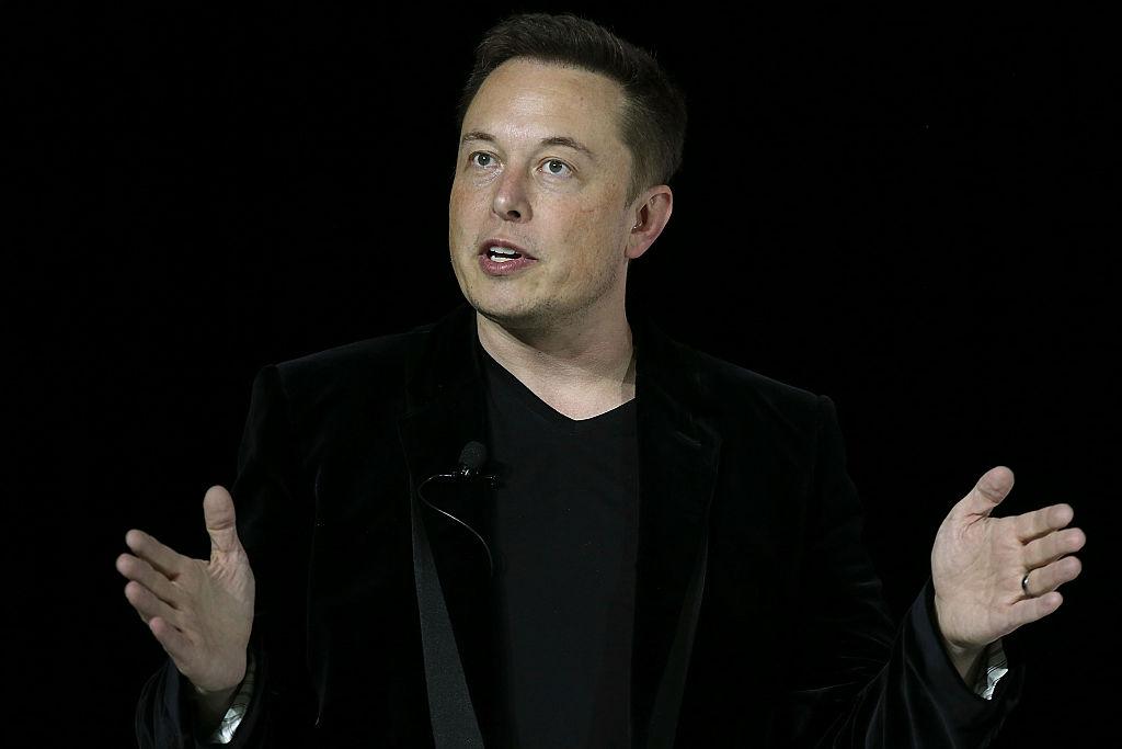 Tesla CEO Elon Musk speaks during an event 