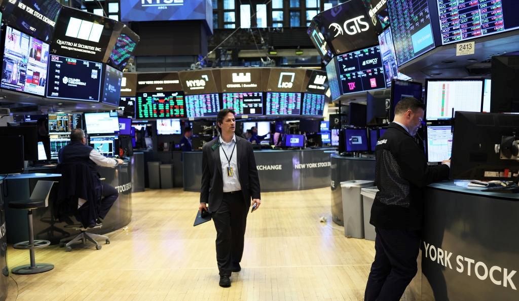 Wall Street broker on exchange floor