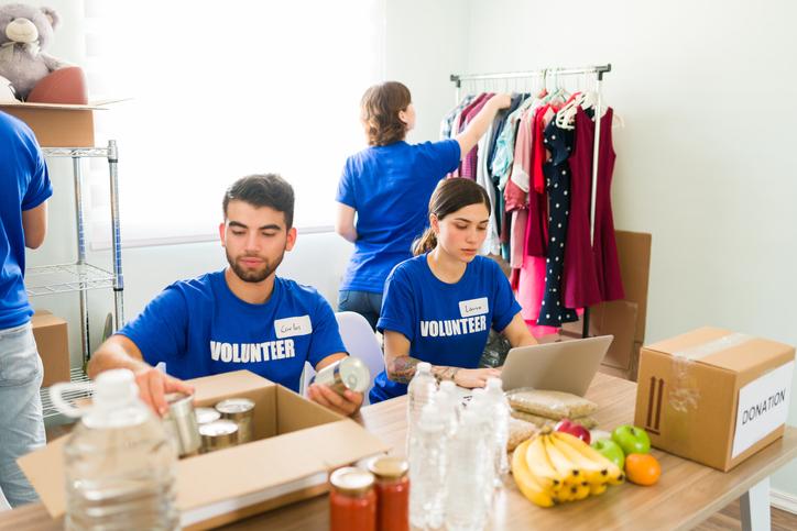 Volunteers working at a nonprofit