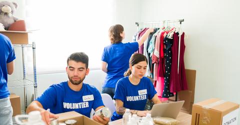 Volunteers working at a nonprofit