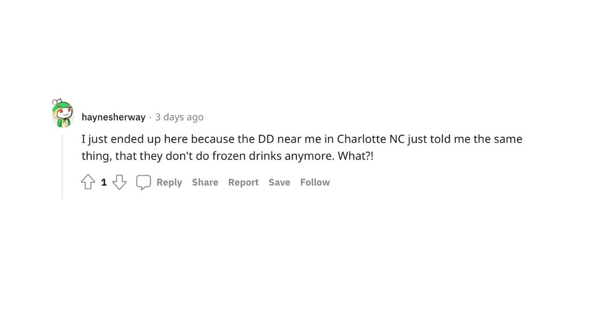 Reddit user complains of a lack of frozen coffee at Dunkin'