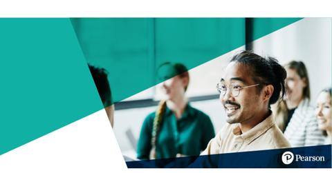 Pearson logo over students learning