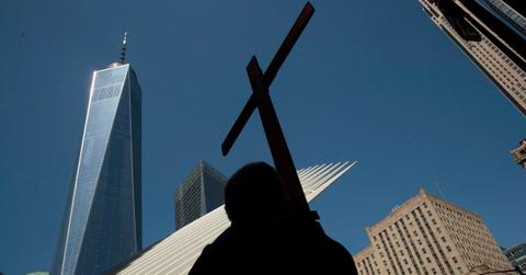 Man with cross on Good Friday in New York City