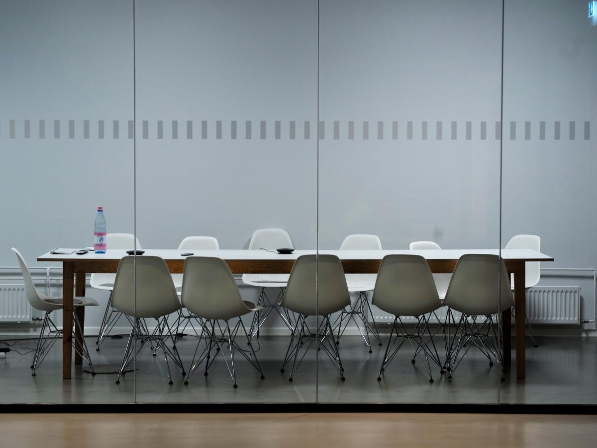 An empty corporate meeting room