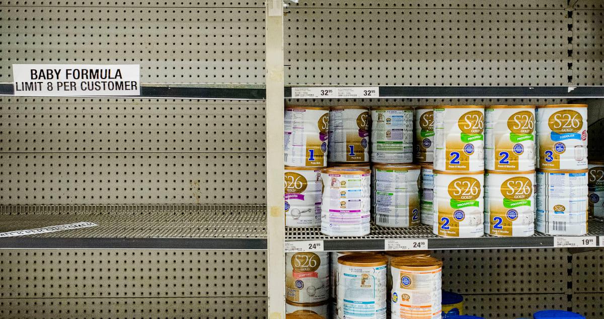 Empty baby formula shelves