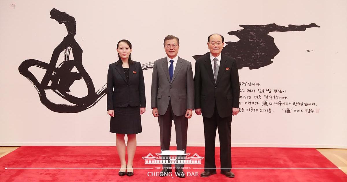 Kim Yo Jong (far left) at Blue House