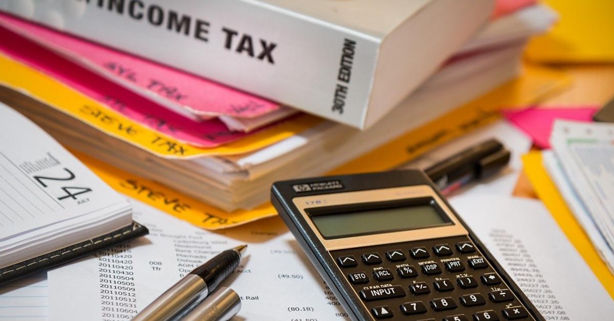 Income tax paperwork and calculator