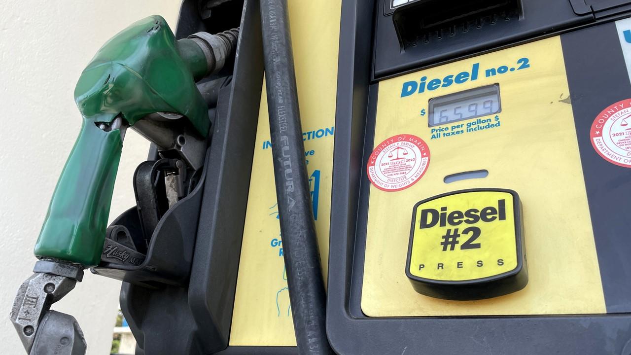 A diesel pump at a gas station