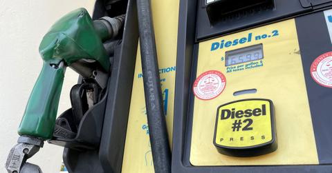 A diesel pump at a gas station