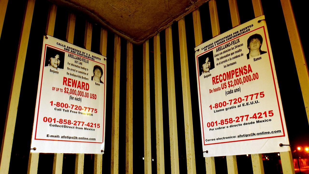 Wanted posters for the Arellano Felix brothers