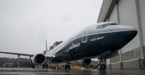 The first Boeing 737 MAX 9 airliner is pictured at the company's factory