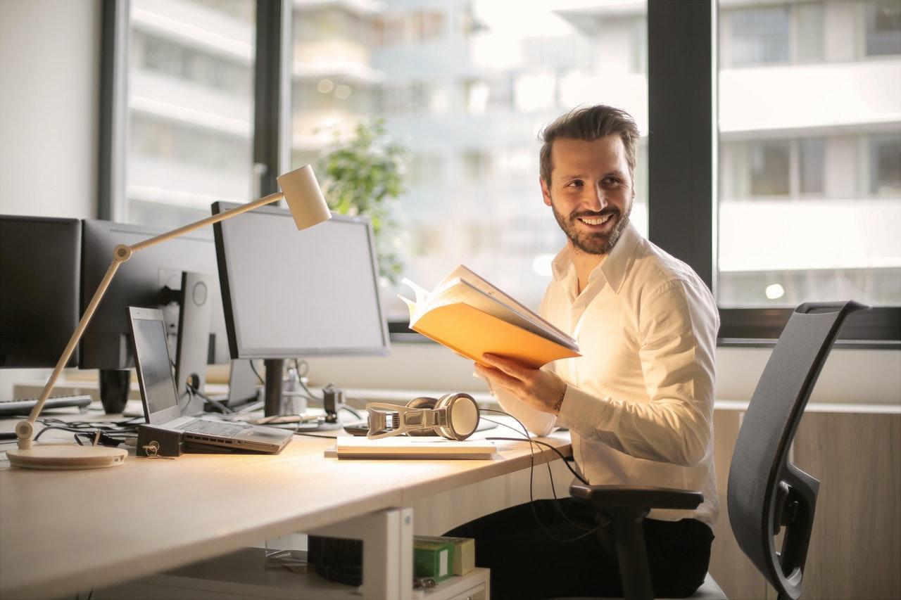 A person working at a desk