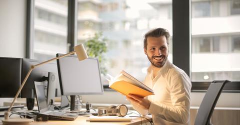 A person working at a desk