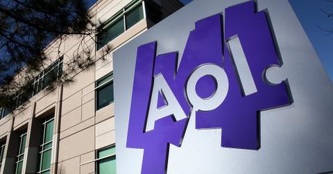 Aol logo on office building,